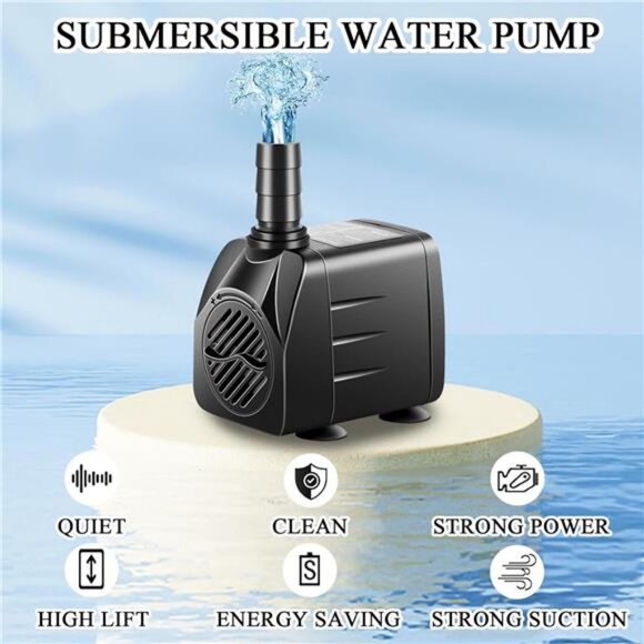 Submersible Pump, Small Fountain Pump with Tubing, Submersible Water Pump - Picture 3 of 8